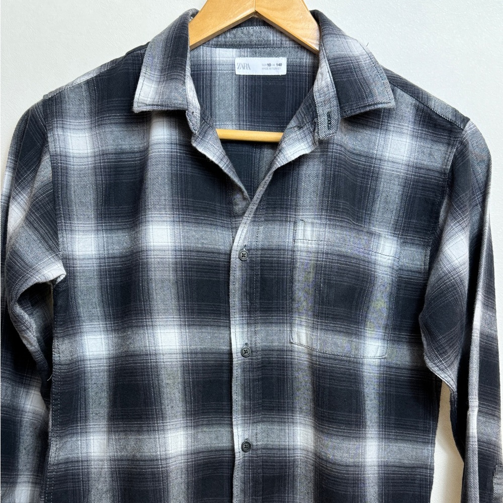 Zara Kids Black and White Checkered Shirt